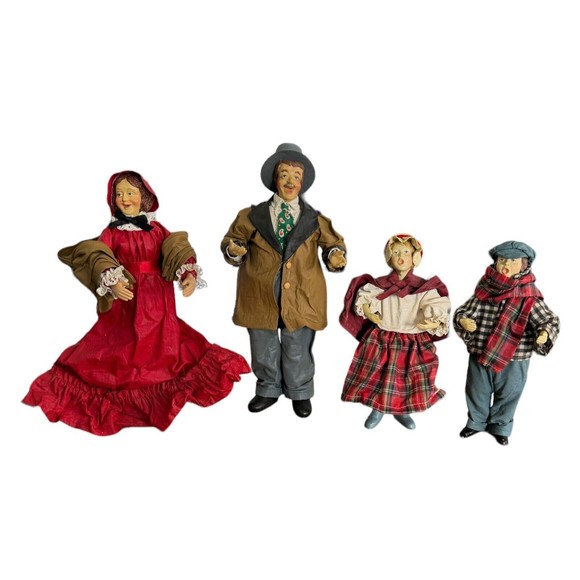 Vintage Carroll Singing Father Mother Son Daughter Paper Mache Christmas Figures